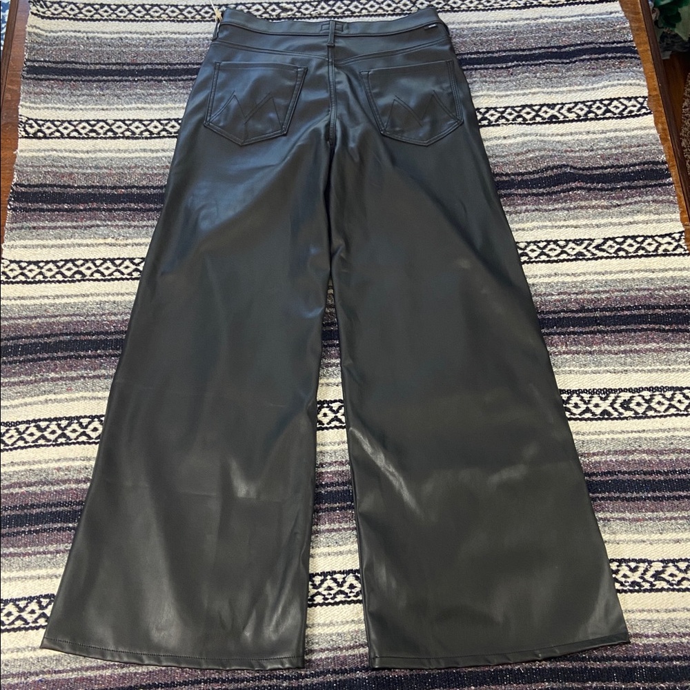 New NWT Mother 30 The Undercover Wax On Off Wide Leg Black Faux-Leather Pants - Picture 13 of 14